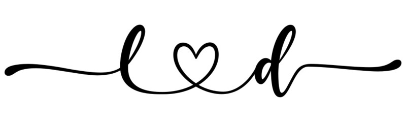 ld, dl, letters with heart Monogram, monogram wedding logo. Love icon, couples Initials, lower case, connecting HEART, home decor,