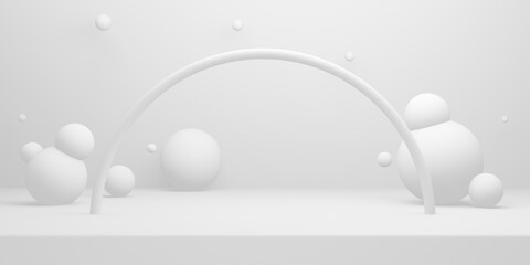 3D white Christmas day background. Winter snow. Minimal stage mockup.