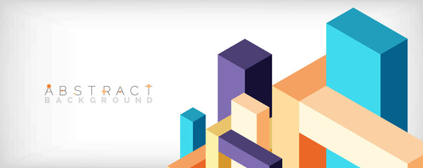 Abstract background. 3d cubes, cubic elements and blocks. Techno or business concept for wallpaper, banner, background, landing page