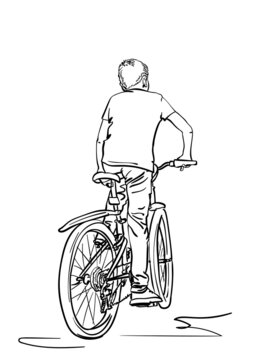 Premium Vector  Mountain biker mountain bike sketch contour vector  illustration