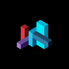 Obraz premium Abstract background. 3d cubes, cubic elements and blocks. Techno or business concept for wallpaper, banner, background, landing page