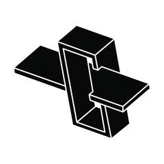 Impossible object. Optical illusion shape. 3d illustration. Geometric figure.