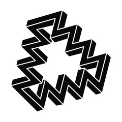 Impossible optical illusion shape. Optical art object. Impossible figure. Sacred geometry.
