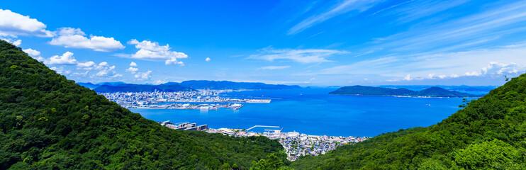 
高松市　香川県　ハイアングル　【 屋島 からの パノラマビュー 】
