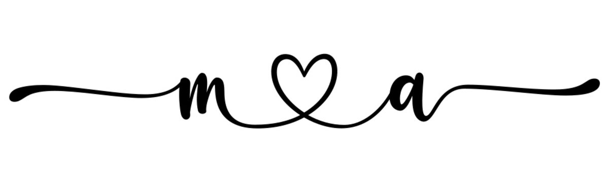 ma, am, letters with heart Monogram, monogram wedding logo. Love icon, couples Initials, lower case, connecting HEART, home decor,