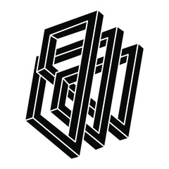 Impossible shape logo design, optical illusion object. Optical art figure. Geometry.