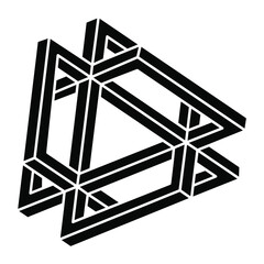 Impossible optical illusion shape. Optical art object. Impossible figure. Sacred geometry.