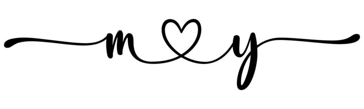 my, ym, letters with heart Monogram, monogram wedding logo. Love icon, couples Initials, lower case, connecting HEART, home decor,