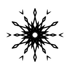 Simple snowflake of black lines. Festive decoration for New Year and Christmas