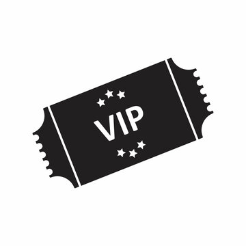VIP ticket line black icon. Customer privilege web exclusive badge