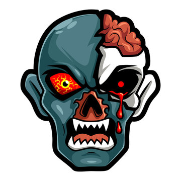head zombie scary angry , mascot esports logo vector illustration