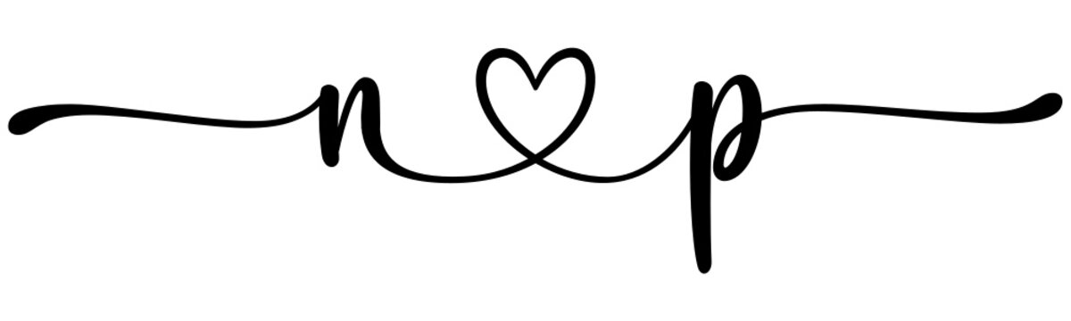 np, pn, letters with heart Monogram, monogram wedding logo. Love icon, couples Initials, lower case, connecting HEART, home decor,