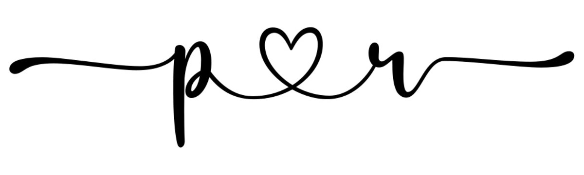 pr, rp, letters with heart Monogram, monogram wedding logo. Love icon, couples Initials, lower case, connecting HEART, home decor,