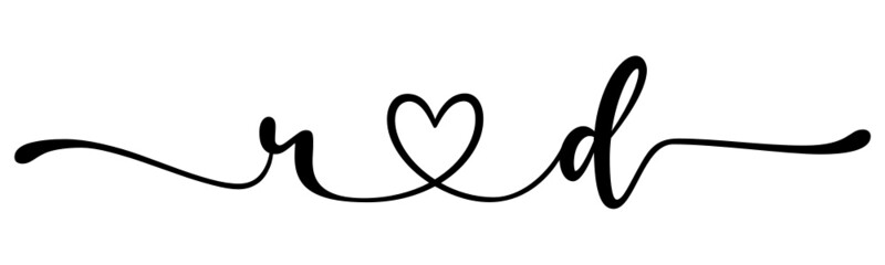 rd, dr, letters with heart Monogram, monogram wedding logo. Love icon, couples Initials, lower case, connecting HEART, home decor,