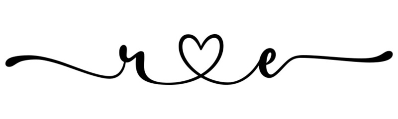 re, er, letters with heart Monogram, monogram wedding logo. Love icon, couples Initials, lower case, connecting HEART, home decor,