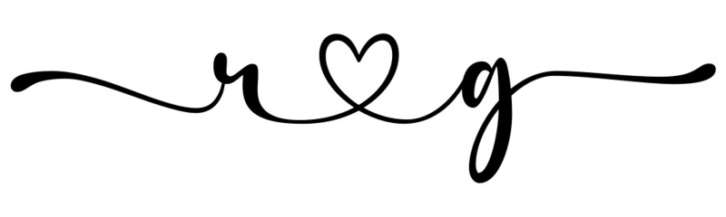 rg, gr, letters with heart Monogram, monogram wedding logo. Love icon, couples Initials, lower case, connecting HEART, home decor,