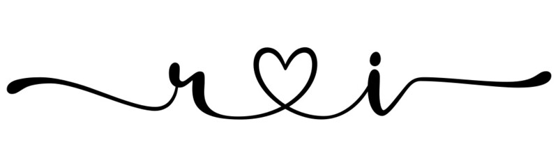 ri, ir, letters with heart Monogram, monogram wedding logo. Love icon, couples Initials, lower case, connecting HEART, home decor,