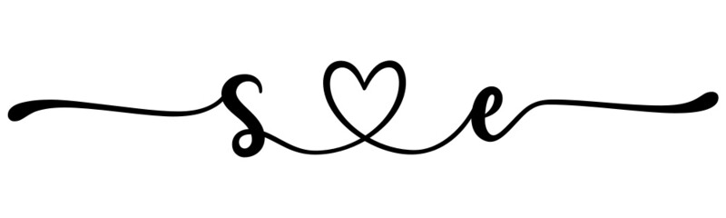 se, es, letters with heart Monogram, monogram wedding logo. Love icon, couples Initials, lower case, connecting HEART, home decor,