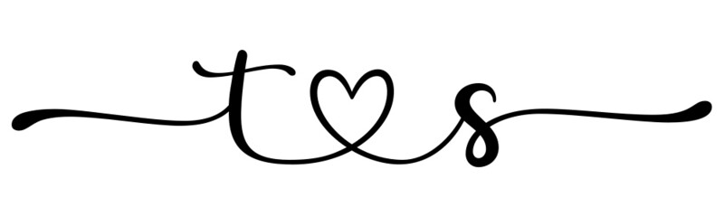 ts, st, letters with heart Monogram, monogram wedding logo. Love icon, couples Initials, lower case, connecting HEART, home decor,