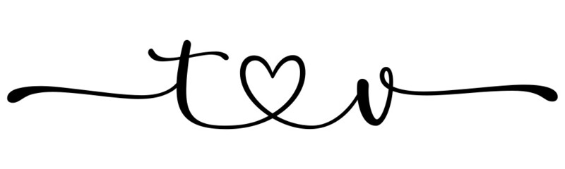 tv, vt, letters with heart Monogram, monogram wedding logo. Love icon, couples Initials, lower case, connecting HEART, home decor,