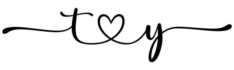 ty, yt, letters with heart Monogram, monogram wedding logo. Love icon, couples Initials, lower case, connecting HEART, home decor,