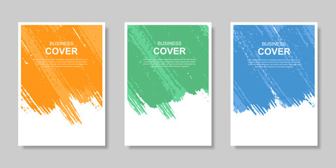 Set of business vertical cover background with watercolors splash. Vector illustration.