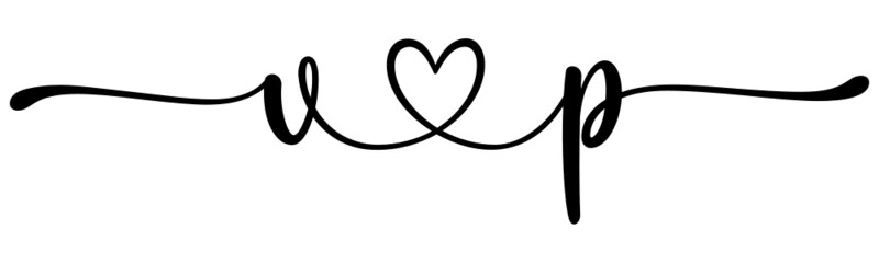 vp, pv, letters with heart Monogram, monogram wedding logo. Love icon, couples Initials, lower case, connecting HEART, home decor,