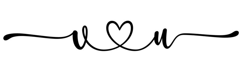vu, uv, letters with heart Monogram, monogram wedding logo. Love icon, couples Initials, lower case, connecting HEART, home decor,
