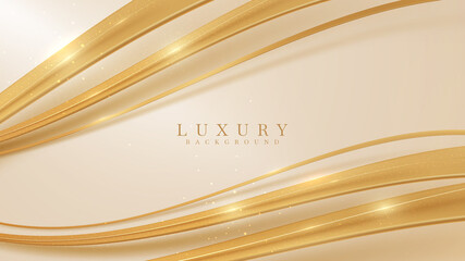 Obraz premium Golden curve line, luxury background, Modern cover design. invitation card template concept. Vector illustration.