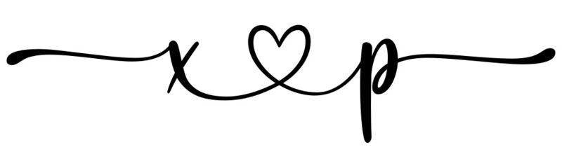 xp, px, letters with heart Monogram, monogram wedding logo. Love icon, couples Initials, lower case, connecting HEART, home decor,