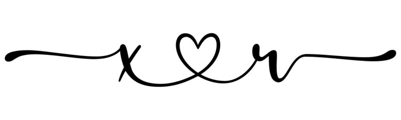 xr, rx, letters with heart Monogram, monogram wedding logo. Love icon, couples Initials, lower case, connecting HEART, home decor,