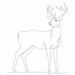 one continuous line drawing of a deer with antlers, sketch