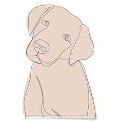 one continuous line drawing of a portrait of a dog, sketch
