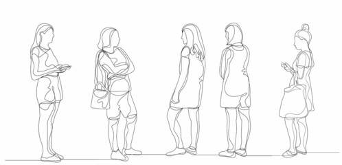 Fototapeta na wymiar one continuous line drawing people communicate, sketch
