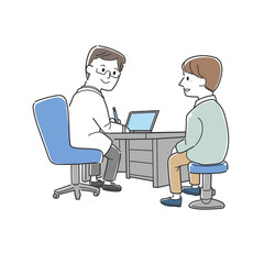 医師の診察を受ける男性