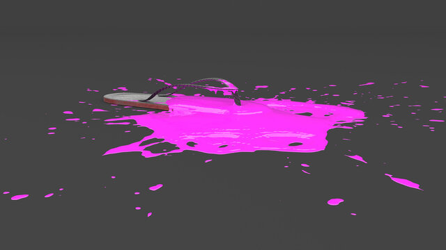 Slap Filled With Pink Paint In The Form Of A Blot