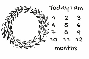 Baby milestone blanket with numbers. Blanket, backdrop for photographing newborns from 1 to 12 months