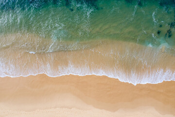 Fototapeta na wymiar Nobbys Beach Top Down aerial view - Newcastle NSW Australia