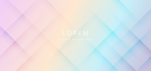 Abstract futuristic geometric shape overlapping on colorful pastel background. - obrazy, fototapety, plakaty