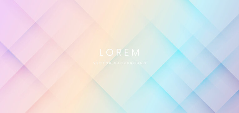 Abstract futuristic geometric shape overlapping on colorful pastel background.