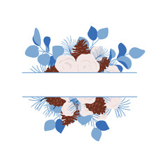 Floral and gold frame vector, winter flower wedding frame