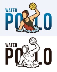 Fototapeta na wymiar Water Polo Text With Sport Players Graphic Vector