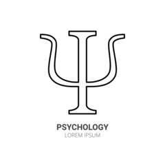 Psychology line icon concept. Letter psi outline stroke element. Psychologist counseling. Editable stroke vector illustration