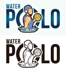 Water Polo Text With Sport Players Graphic Vector