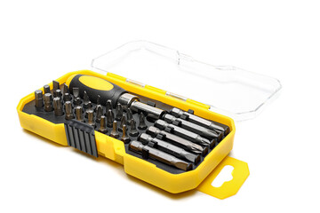 Set of screwdrivers on a white background