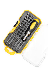 Set of screwdrivers on a white background