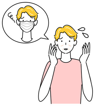 worried man thinking about wearing mask clip art preview