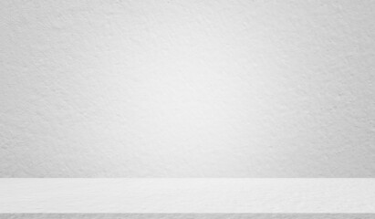 Empty gray Studio Room cement floor background. Table Shelf interiors montage display backdrop. blank room studio construction concrete material rough dark indoor.free space for presentation products.