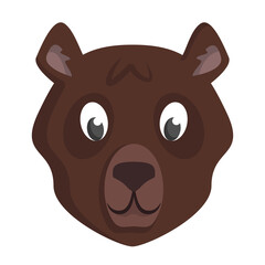 Bear face front view. Animal head in cartoon style.
