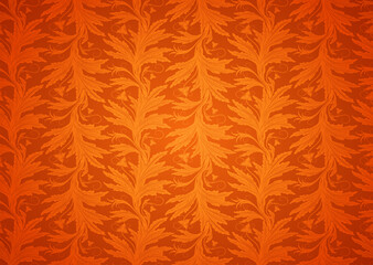 Vintage Gothic,royal background in orange with classic floral Baroque pattern, Rococo. Autumn background, illustration for covers, postcards, ads, leaflets, labels, posters, banners and invitations